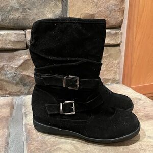 Black Faux Leather Mid-calf Boots 9